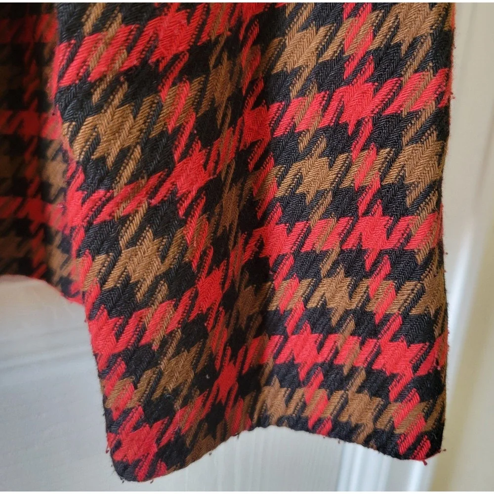 CC Courtenay Skirt Suit Size 10 Red Black Olive Houndstooth Plaid Pockets Bolero
